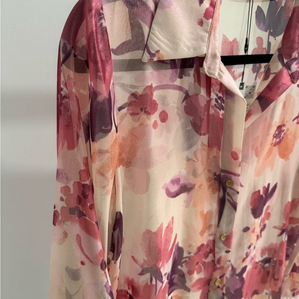 NWT ZARA pink metallic floral print shirt - Picture 6 of 6